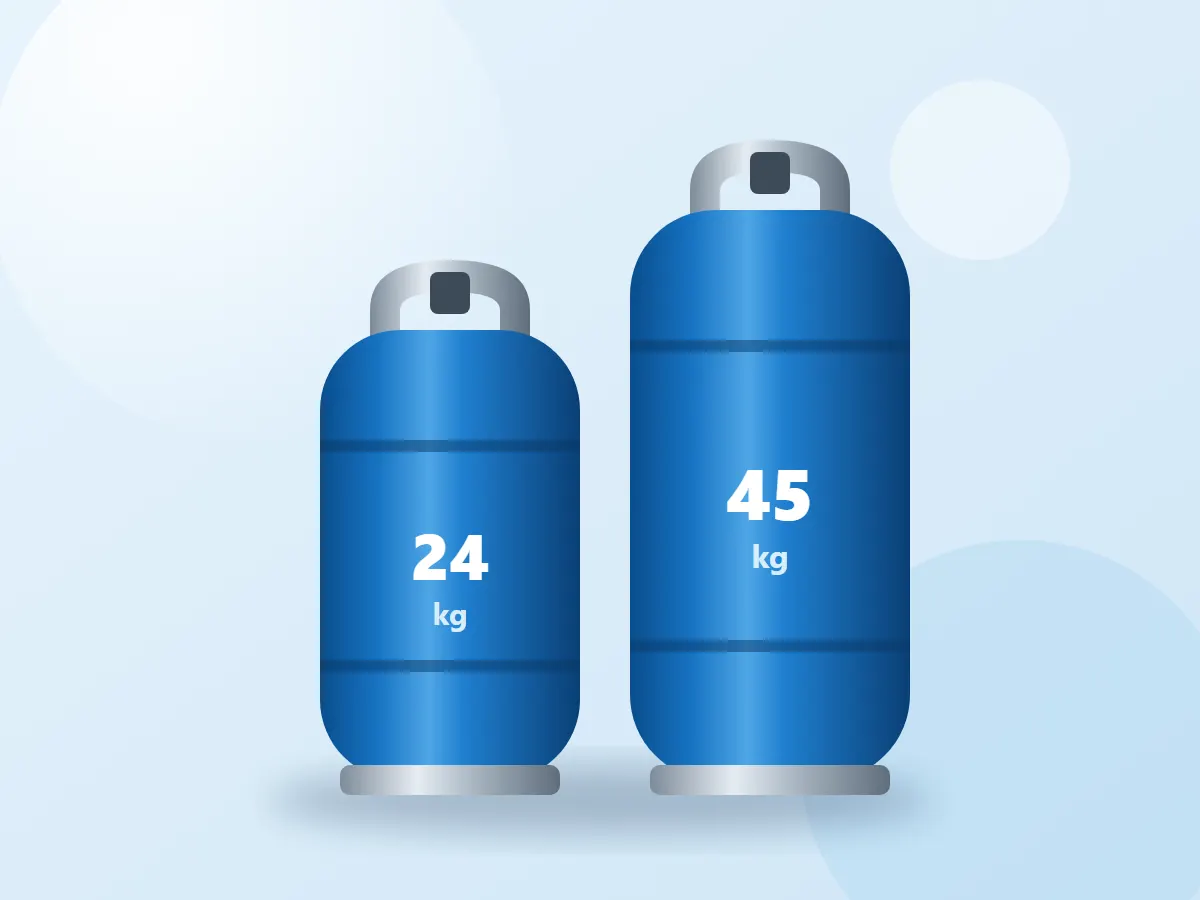 24 kg ve 45 kg tüp illüstrasyonu